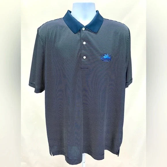 PAGE & TUTTLE Men’s navy stripe golf polo size XL - Picture 1 of 12